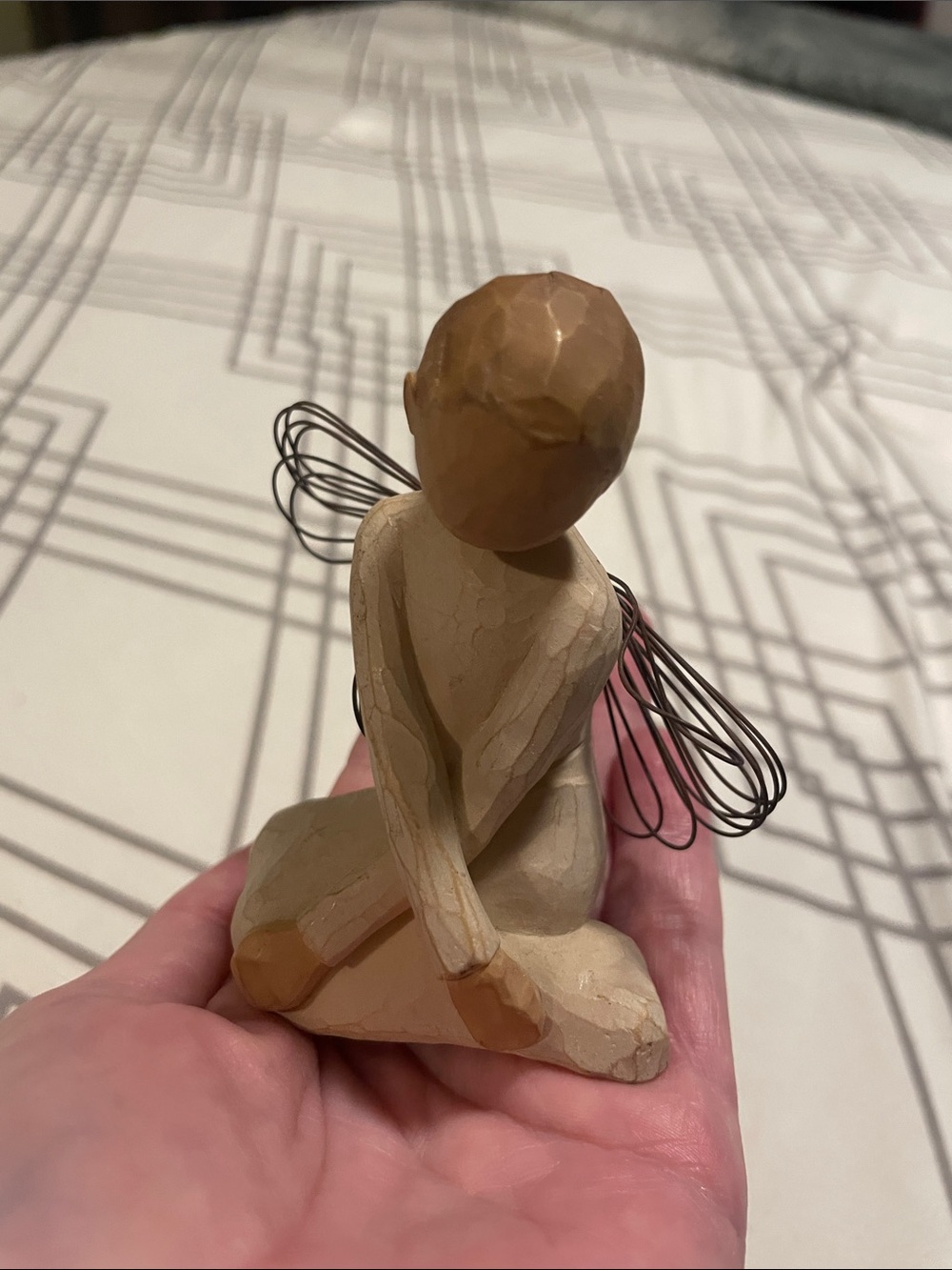 Willow Tree Sitting Angel of Serenity Figurine with Wire Wings